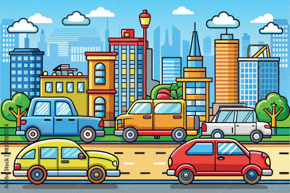 Metro Motion: Flat Design City Traffic Cars Metro Motion: Flat Design City Traffic Cars