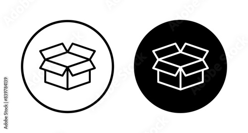 Box icon vector isolated on white background. Cardboard box, packaging open. Box vector icon