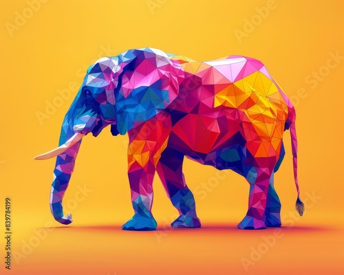 Elephant sanctuary flat design side view conservation animation Complementary Color Scheme photo