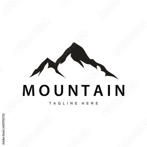 Mountain Logo, Mountain Adventure with Silhouette Model in Simple Modern Style Vector Design for Company and Product Brand