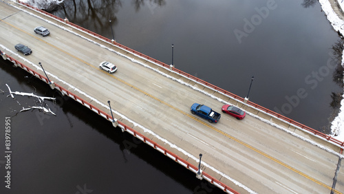 aerial view of a suburban river (grafton, wi)