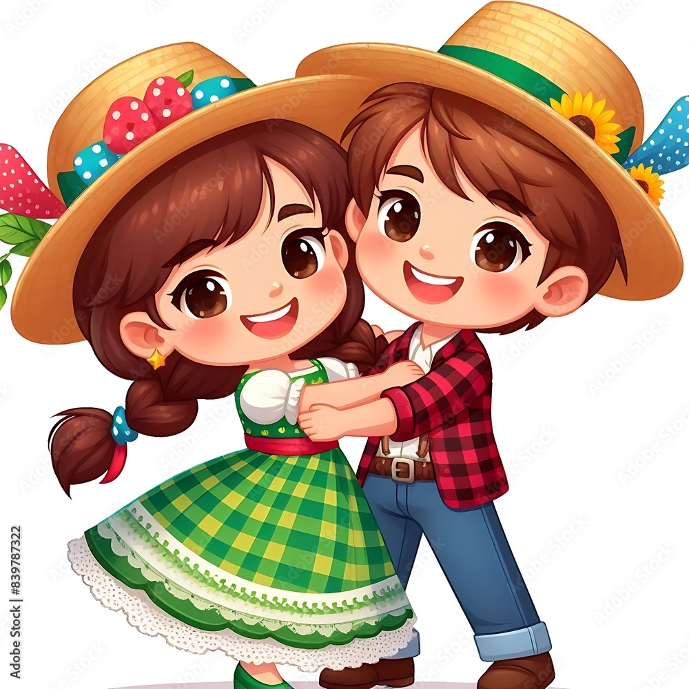 Casal feliz caipira de festa junina Stock Illustration | Adobe Stock