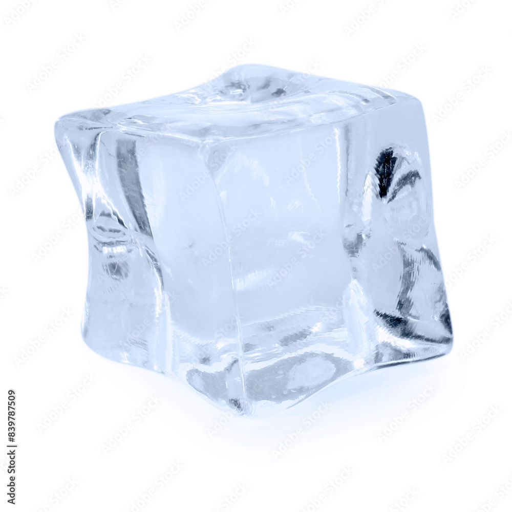 One crystal clear ice cube isolated on white One crystal clear ice cube isolated on white