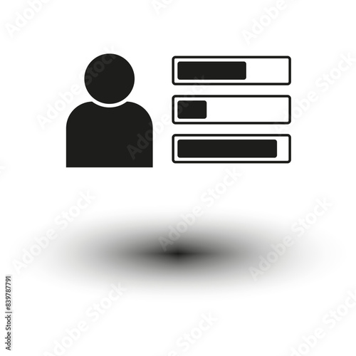 User profile and skill bars vector icon. Personal abilities chart symbol. Resume skills graphics.
