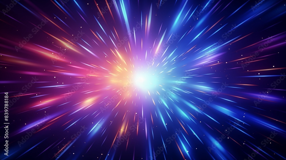 Fototapeta premium Dazzling Cosmic Explosion with Radiant Multicolor Light in Space.