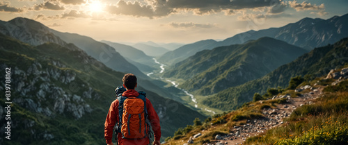 Hiking in mountainous terrain. photo