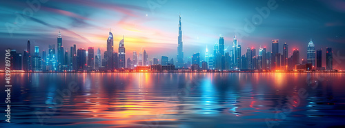 Motion blur photo of real gdp index chart uae- dubai city 5th place generative ai