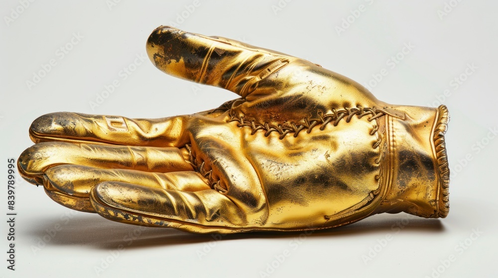 gold glove on white background