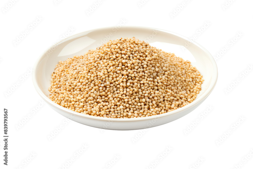 White bowl filled with nutrient-rich quinoa seeds, isolated on transparent background, perfect for healthy cooking and food . White bowl filled with nutrient-rich quinoa seeds, isolated on transparent background, perfect for healthy cooking and food .