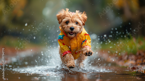 dog in a raincoat