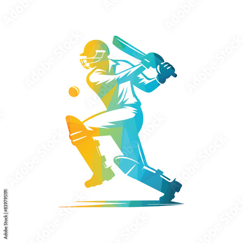 Cricket Player Logo Design Vector Illustration