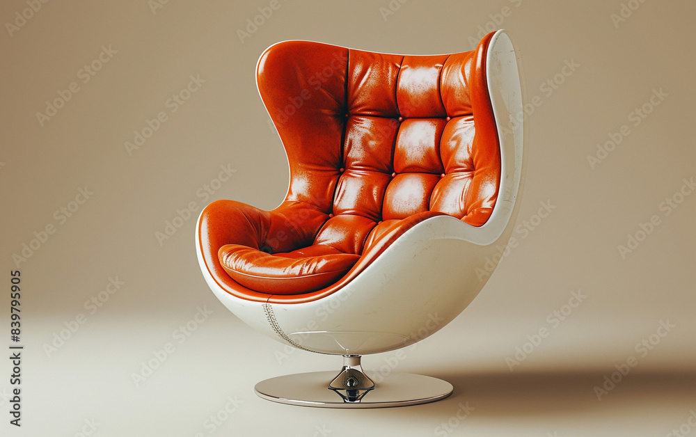 retro futuristic egg chair isolated on a beige background with copy space retro futuristic egg chair isolated on a beige background with copy space