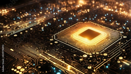 Wallpaper Mural A computer chip with a yellow square on it Torontodigital.ca