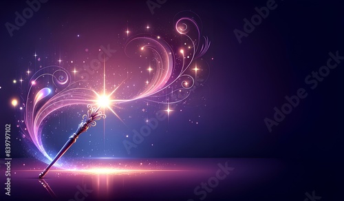 魔法をイメージした背景、魔法の杖。コピースペース｜Magic-inspired background, magic wand. Copy space. photo
