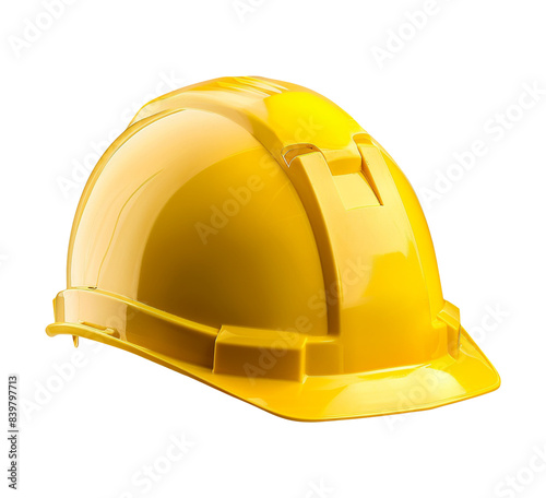 Worker yellow hard hat helmet isolated photo