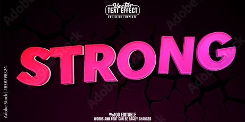 Strong editable text effect, customizable bold and power 3D font style