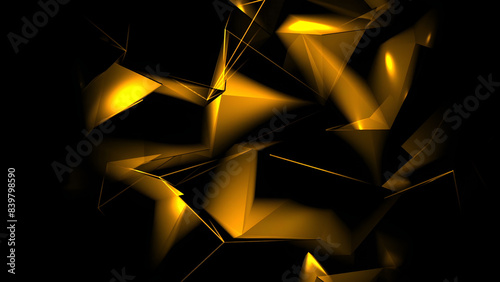 Abstract Bright Gold Faceted Shapes on Black Background - gold star on black background, gold star on black, stars on black background