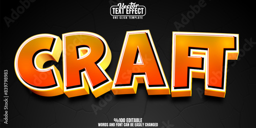 Craft editable text effect, customizable handmade and creative 3D font style