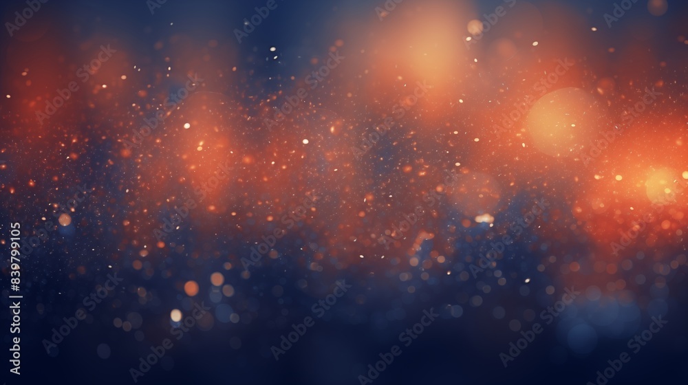 A Mystical Abstract Scene with Glowing Orange and Blue Bokeh Lights.