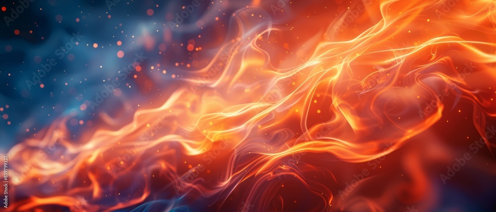 Abstract fire flames, bright and dynamic, intense colors, copy space