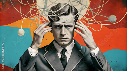 Businessman and Mental Chaos. Concept of mental health, psychology