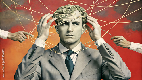 Businessman and Mental Chaos. Concept of mental health, psychology