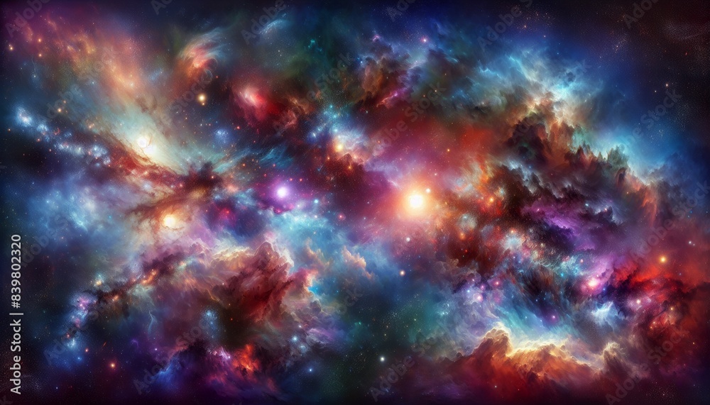 Obraz premium Colorful nebular galaxy stars and clouds as stary night cosmos. Supernova background wallpaper