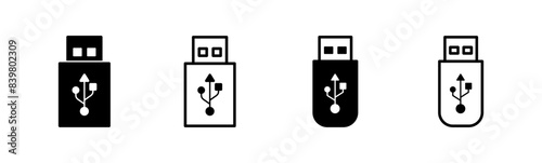 Usb icon set. Flash disk icon vector