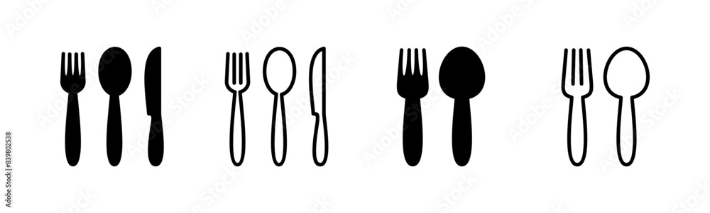 spoon and fork icon set. spoon, fork and knife icon vector. restaurant icon spoon and fork icon set. spoon, fork and knife icon vector. restaurant icon