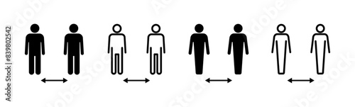 Social distance icon set. social distancing icon. self quarantine sign