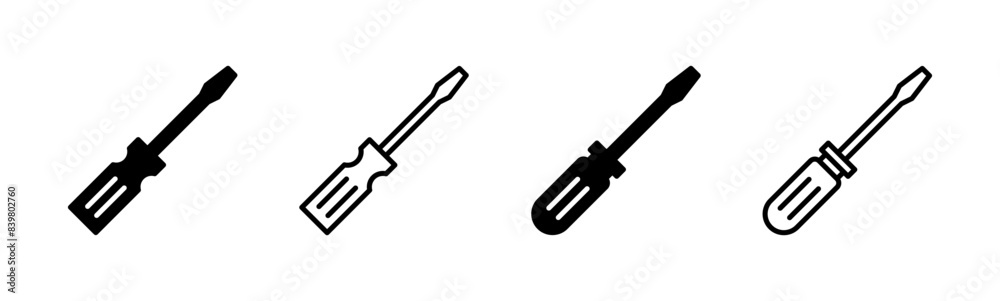 Obraz premium Screwdriver icon set. tools icon vector