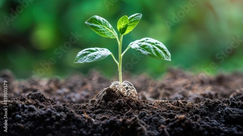 Fresh Beginnings  Young Green Plant Sprout with Root Isolated for Graphic Editing  Symbolic of New Life   Business Growth