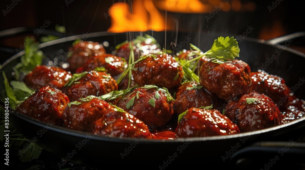 meatballs with melted tomato sauce on a bowl with a black and blur background meatballs with melted tomato sauce on a bowl with a black and blur background