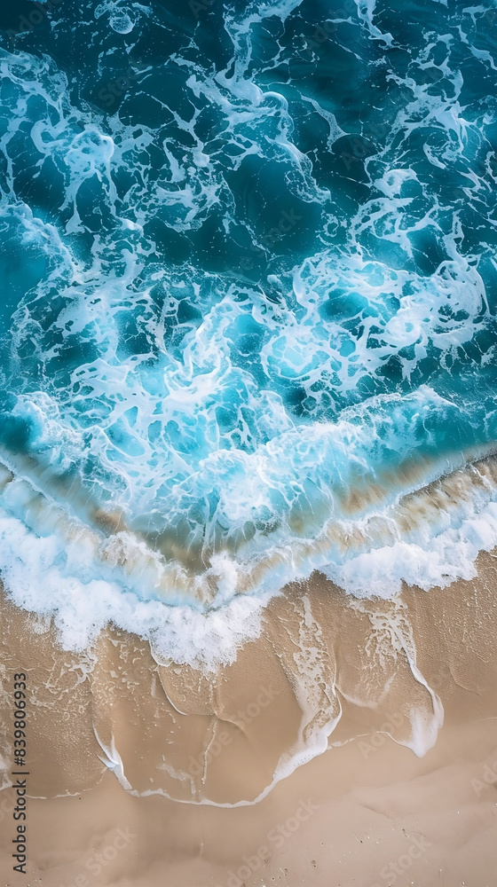 Turquoise waves, Sardinian sea, minimalist wallpaper Turquoise waves, Sardinian sea, minimalist wallpaper