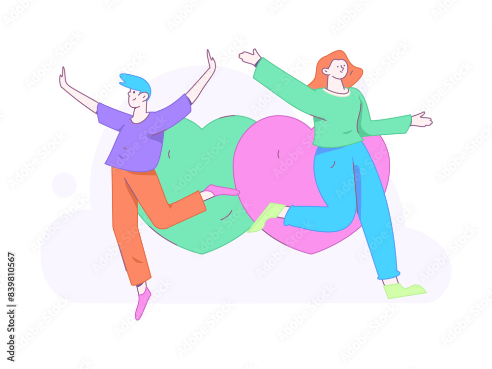 Happy Valentine's Day flat character vector concept business hand drawn illustration
Happy Valentine's Day flat character vector concept business hand drawn illustration
