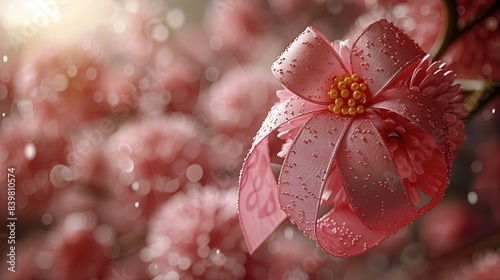 red flower with water drops