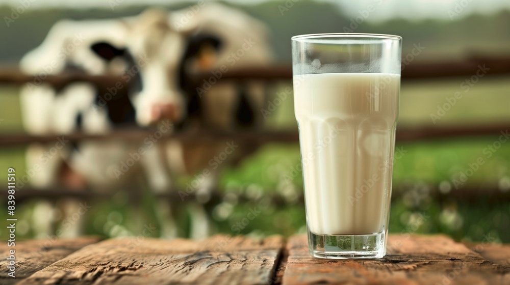 cow milk in glass with dairy cow for background cow milk in glass with dairy cow for background