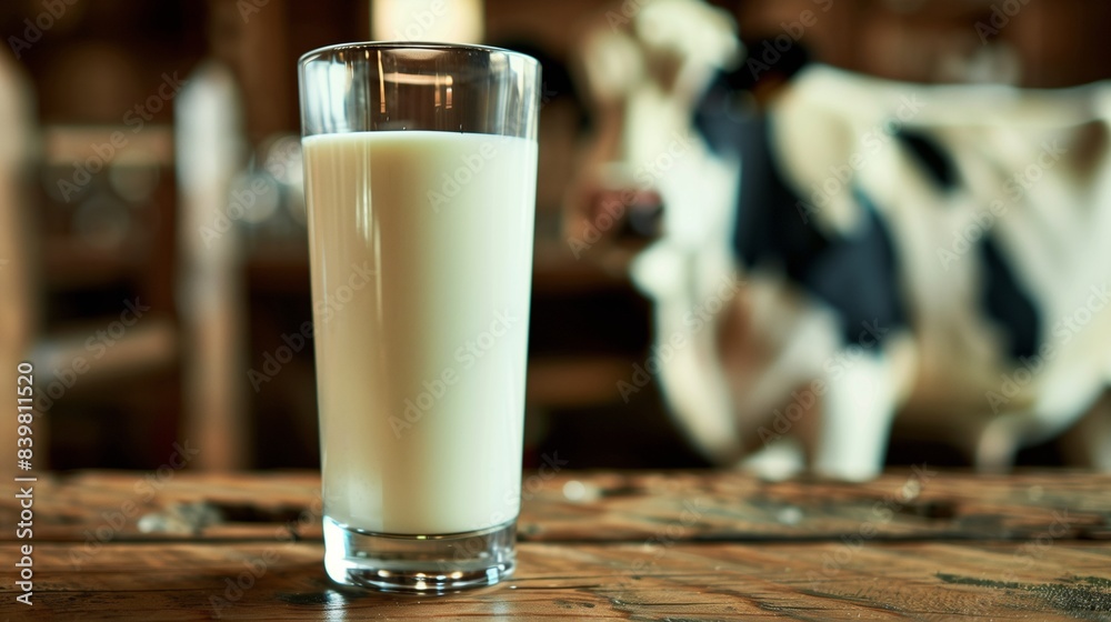 cow milk in glass with dairy cow for background cow milk in glass with dairy cow for background