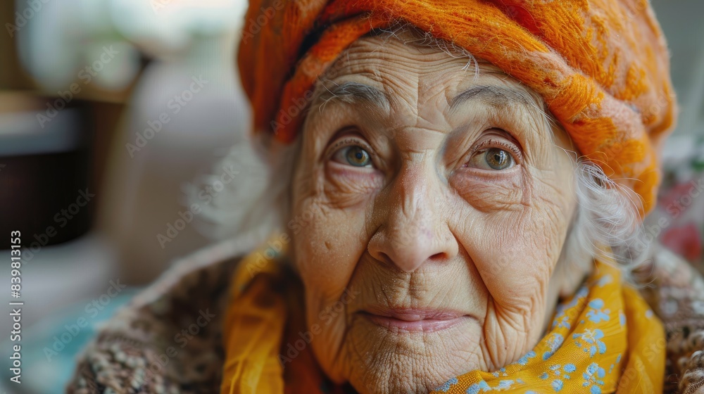 closeup of older woman with wise and caring expression