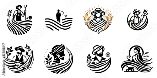 set of logos of indian farmer