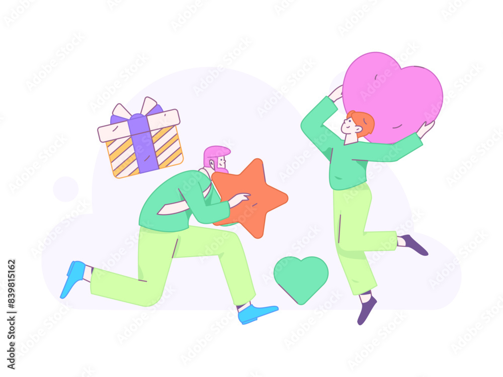 Happy Valentine's Day flat character vector concept business hand drawn illustration
Happy Valentine's Day flat character vector concept business hand drawn illustration