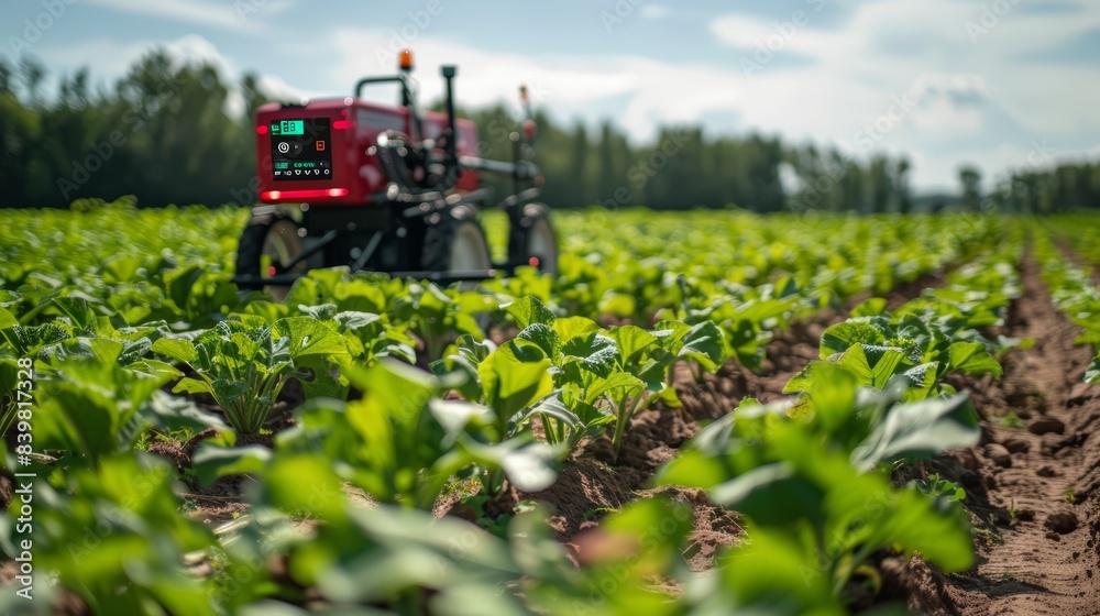 Precision agriculture equipment in use, with sensors and GPS guiding planting and harvesting processes