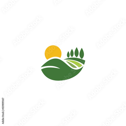 morning Landscape beautiful logo vector