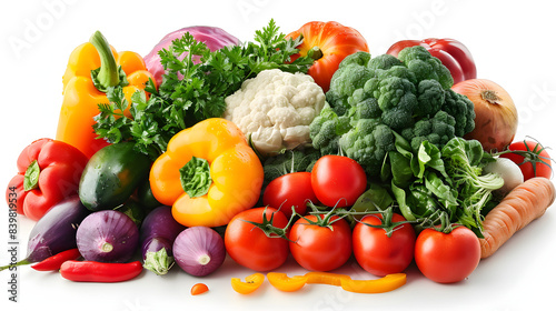 Pile of fresh vegetables. isolated on white