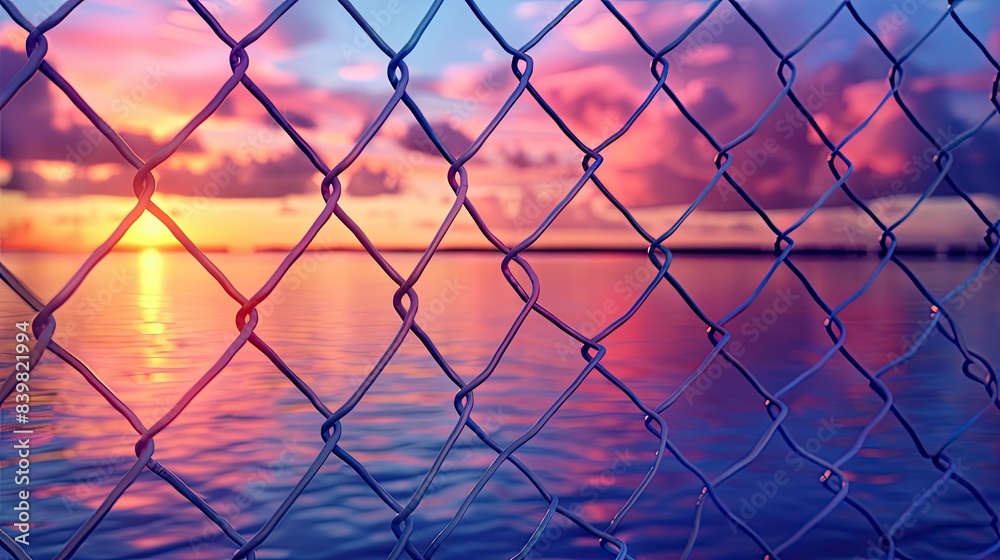 Abstract Barrier wire fence refugee Twilight sky. Abstract Barrier wire fence refugee Twilight sky.
