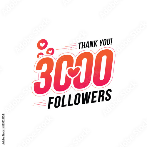 Thank you for 3000 followers banner celebration modern colorful design