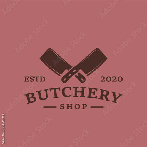 butchery logo vintage vector illustration icon template graphic design