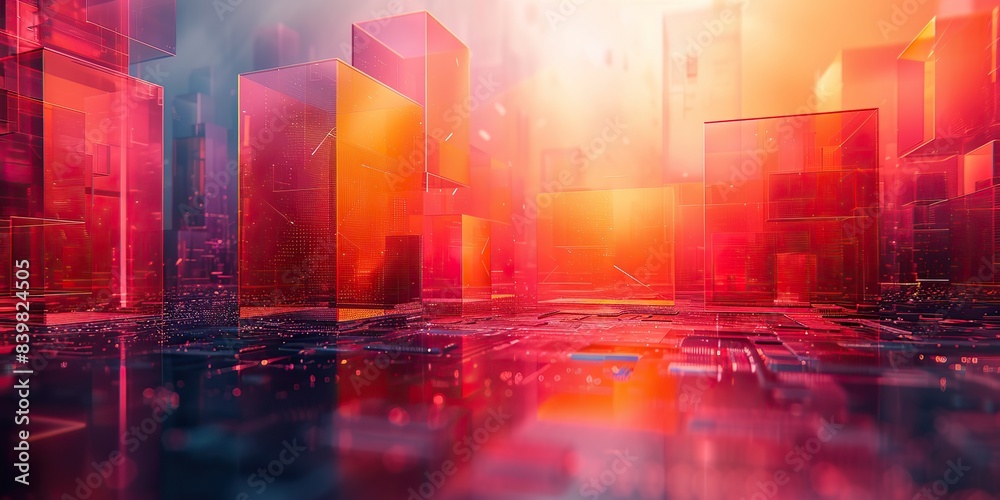An abstract background with geometric shapes and a digital glitch effect. An abstract background with geometric shapes and a digital glitch effect.