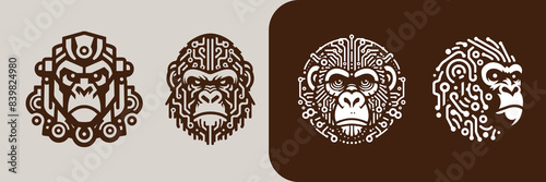 Cool, cute gorilla vector design with different characters