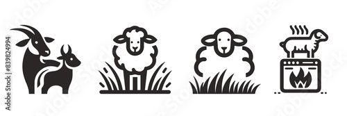 cute goat vector design with different characters